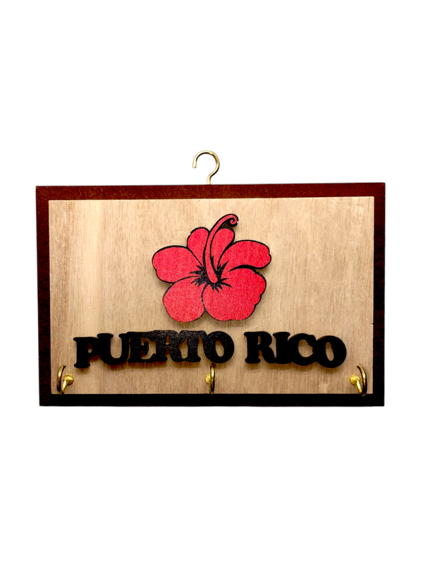 Souvenir de Puerto Rico- Placa de madera para enganchar las llaves