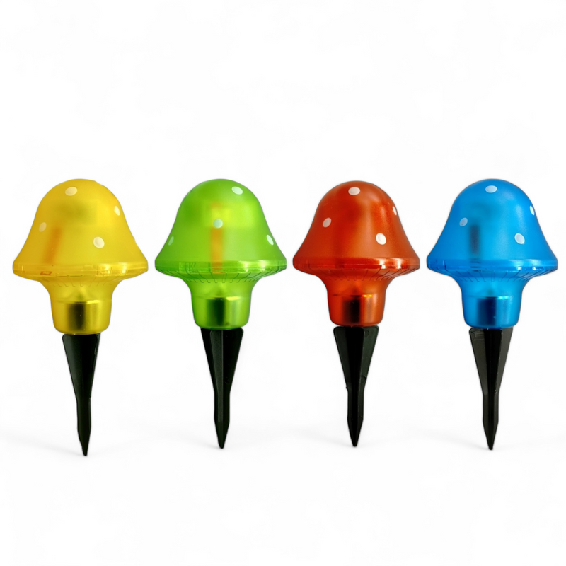 AW Garden - Solar Mushroom Stake (1pc) Assorted Colors (4.1" × 9")