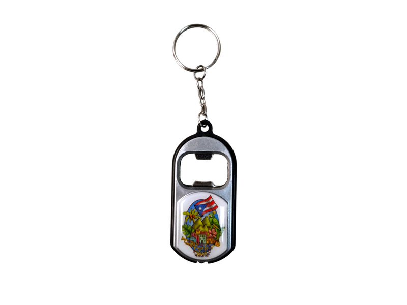 Puerto Rico Souvenir - Keychain with Bottle Opener and Light