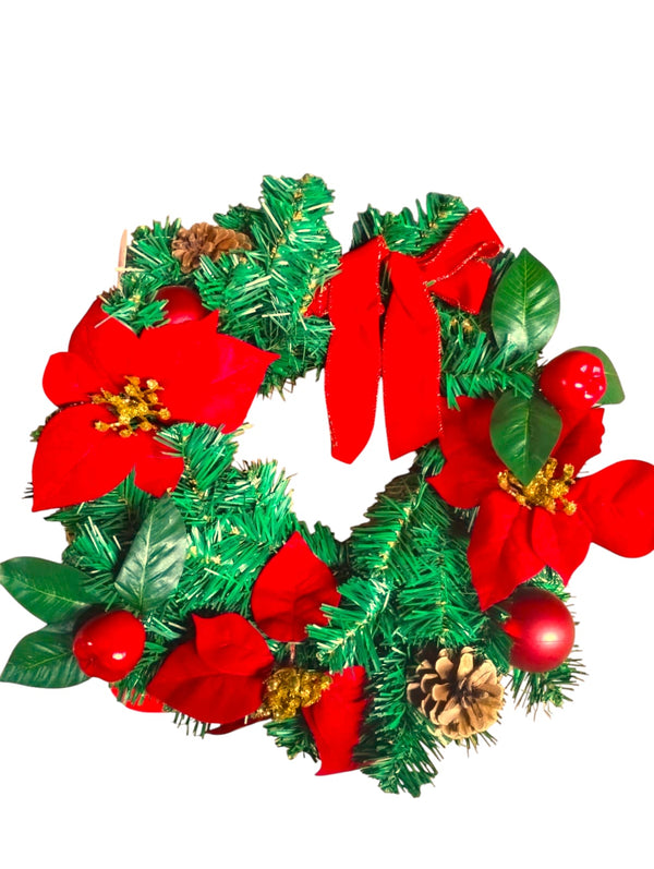 Navidad- Green Wreath-Red Decor