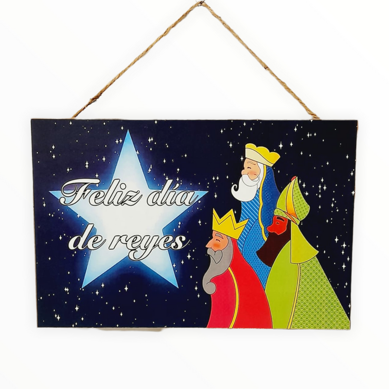 Tres Reyes Magos (3 Kings)- Placa de Madera para Colgar.