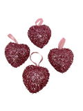 Valentine Ornaments- 4 Hearts with Glitter.