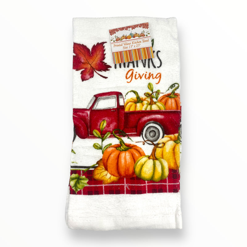 Thanksgiving - Printed Velour Kitchen Towel (15''x 25'')