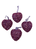 Valentine Ornaments- 4 Hearts with Glitter.